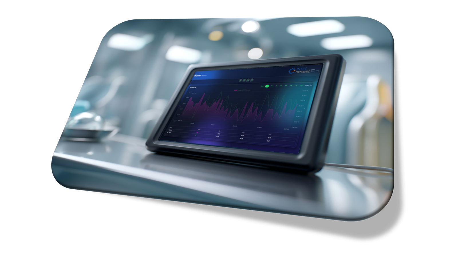 Panel industrial de Intec Dynamic montado sobre una superficie metálica