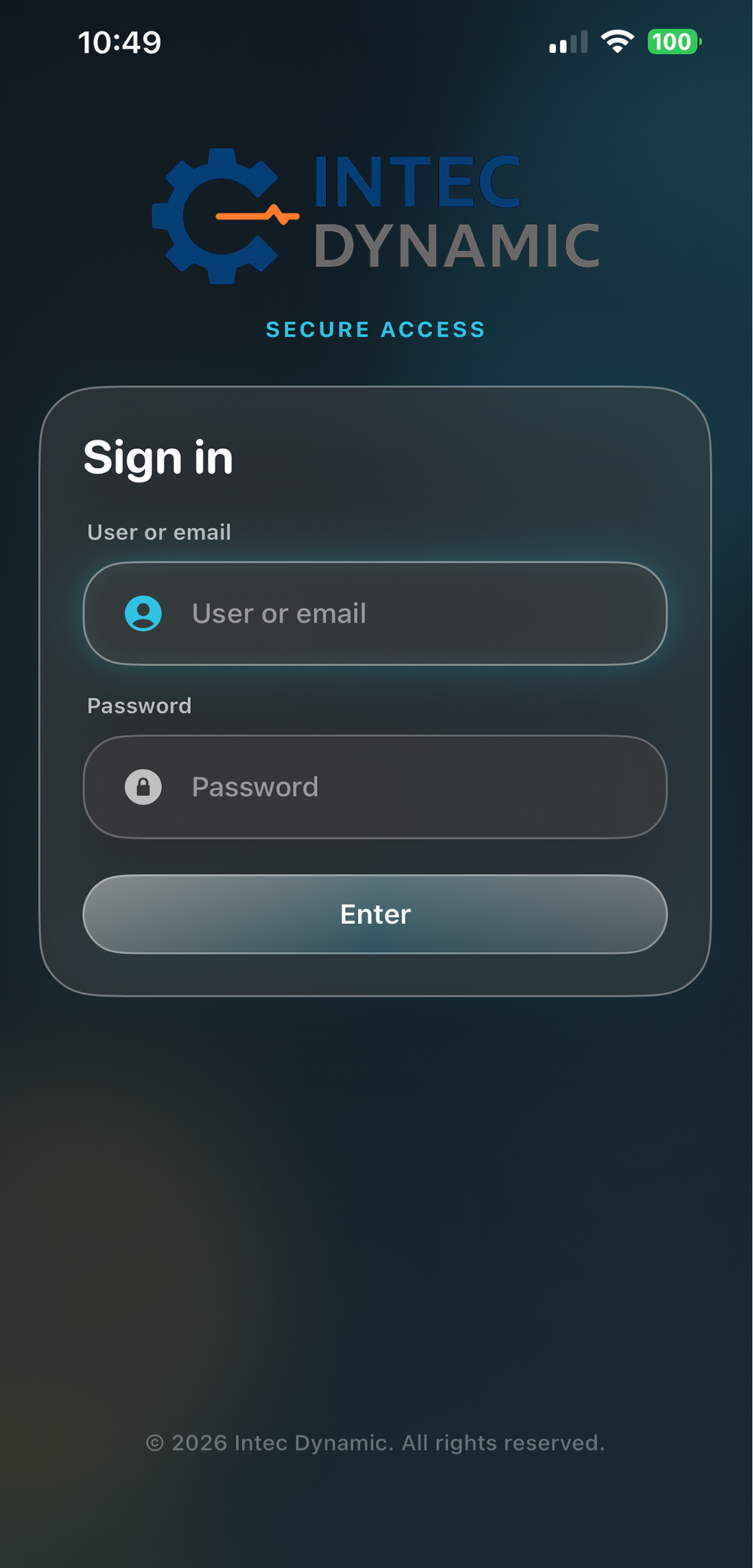 Pantalla de Intec App